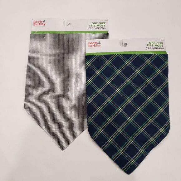 Boots and Barkley 2pc Bandana Striped and Plaid - Picture 1 of 7